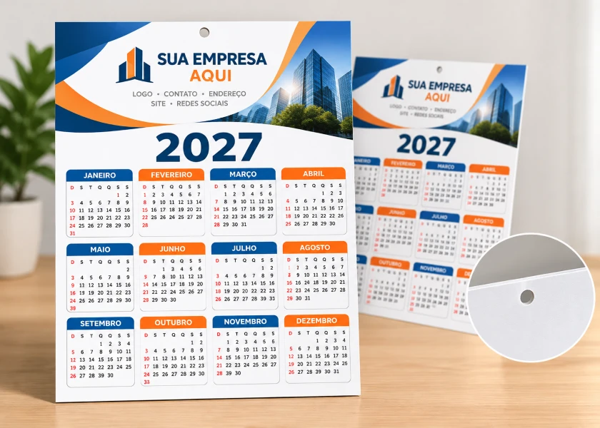 Calendário de parede 2027 20x30cm | Triplex 250g
