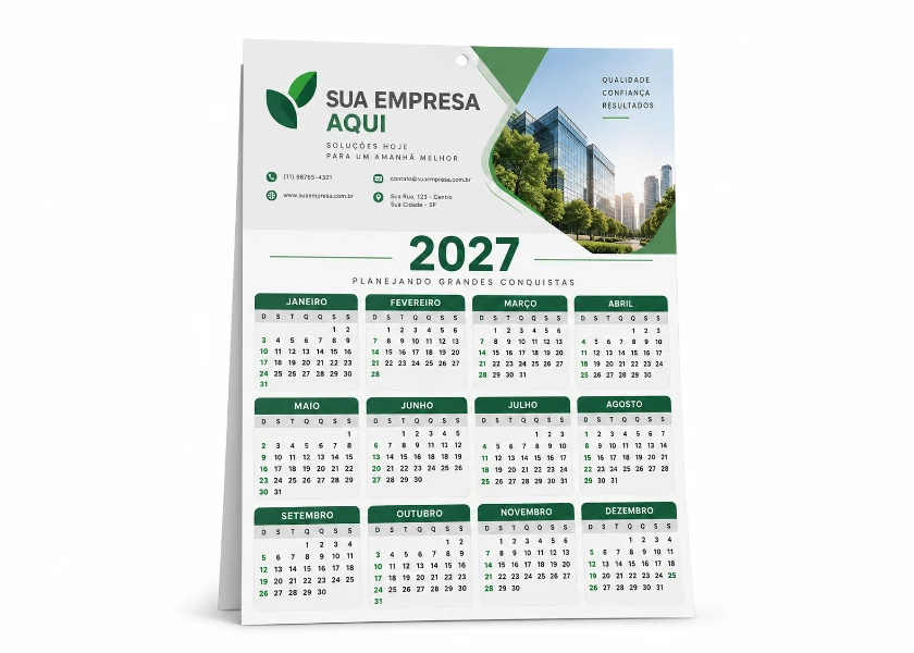 Calendário de parede 29x42cm | Triplex 250g