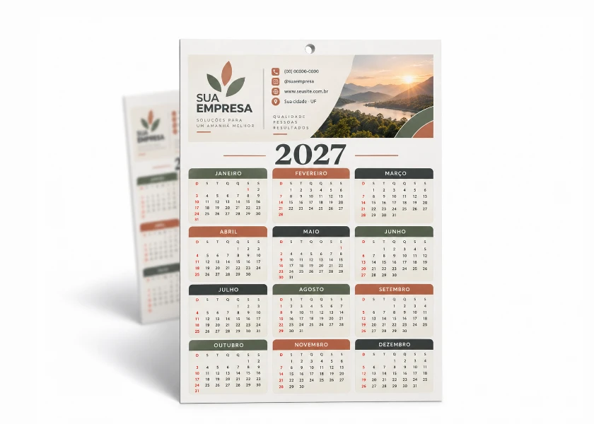 Calendário de parede 2027 20x28cm | Papel Matte 230g